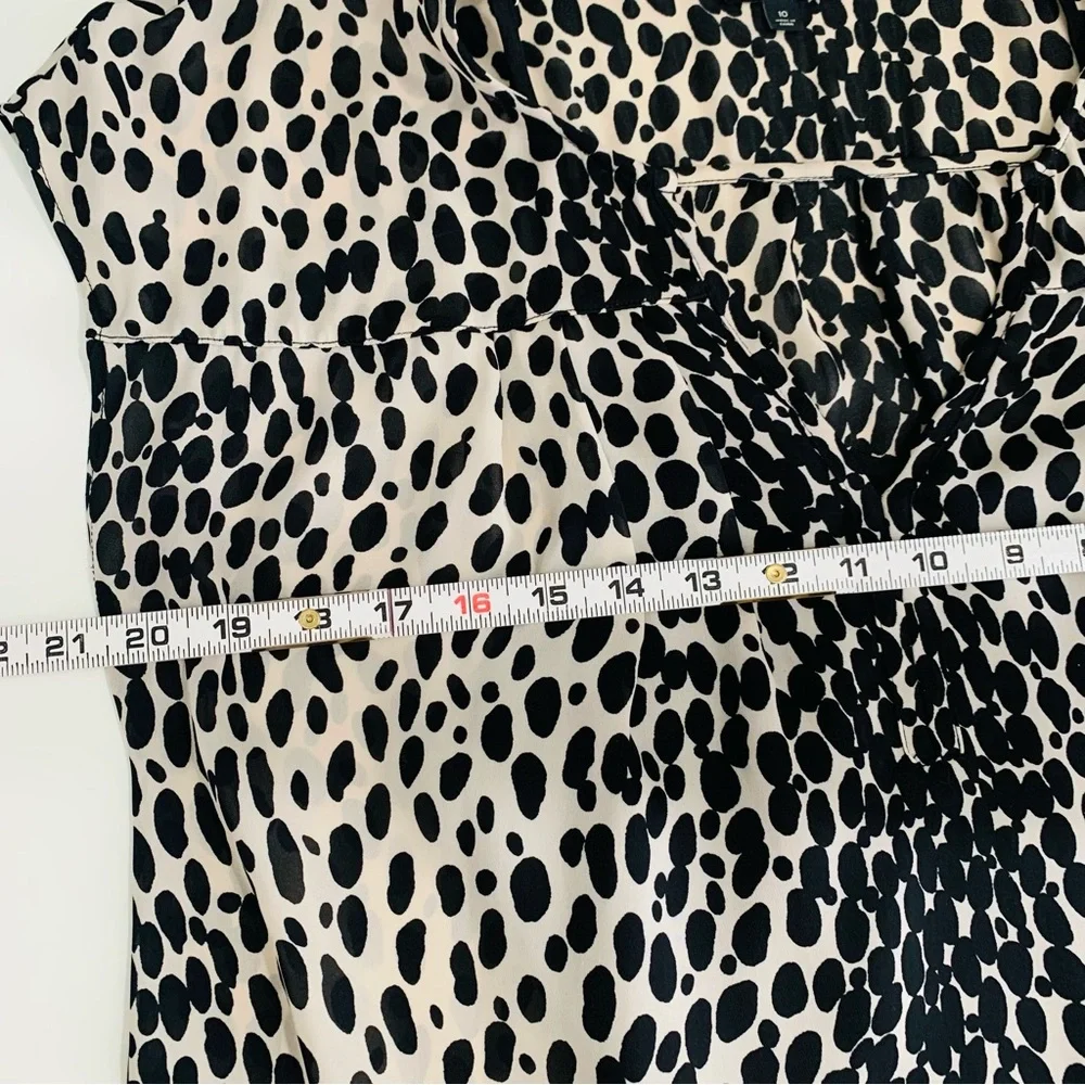 Talbots Leopard Print Chiffon Shift Dress With Black Slip Size 10 Cap Sleeves